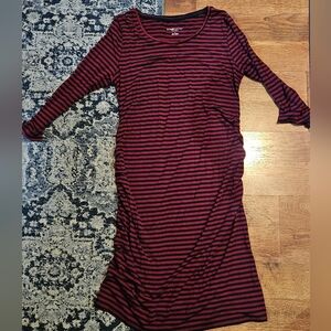 Liz Lange Red and Black Striped Long Sleeve Dress
